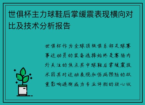 世俱杯主力球鞋后掌缓震表现横向对比及技术分析报告